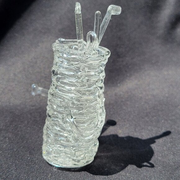 Spun Glass Golf Bag & 3 Golf Club Cocktail Stirrers Swizzle Sticks, 2 1/2" (Bag) - Picture 1 of 4